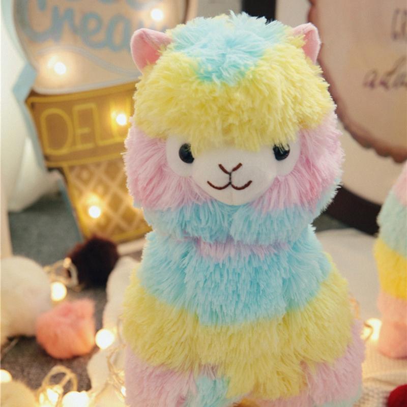 Kuscheliges Regenbogen-Alpaka-Plüschtier für Babys und Kinder