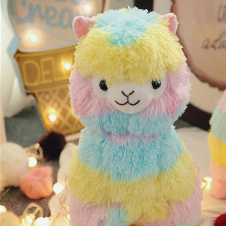 Kuscheliges Regenbogen-Alpaka-Plüschtier für Babys und Kinder