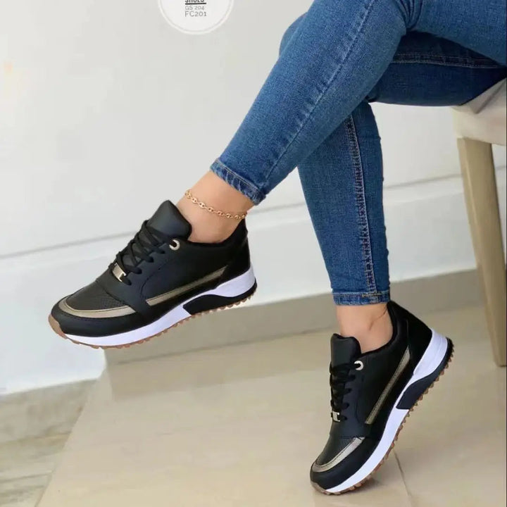Patchwork-Sneakers aus Mesh und Leder für Damen