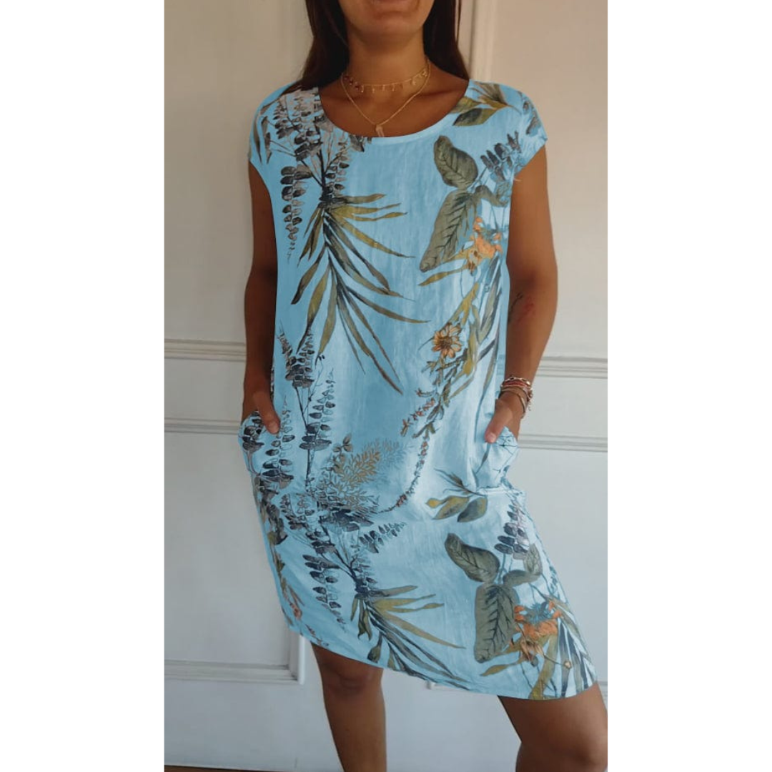 Bequemes Kleid mit Rundhalsausschnitt