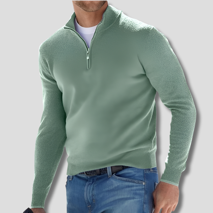Baumwollpullover mit Reißverschlusskragen für Herren