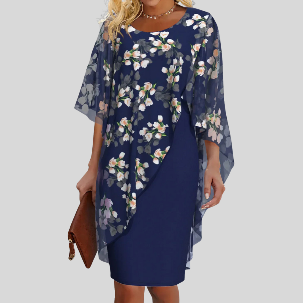 Elegantes Blumen-Chiffon-Kleid