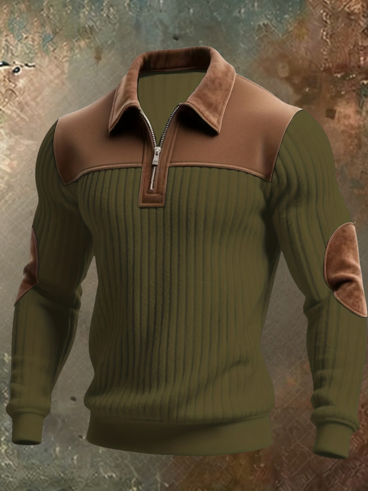 Luxuriöser Herrenpullover mit Details in Wildlederoptik