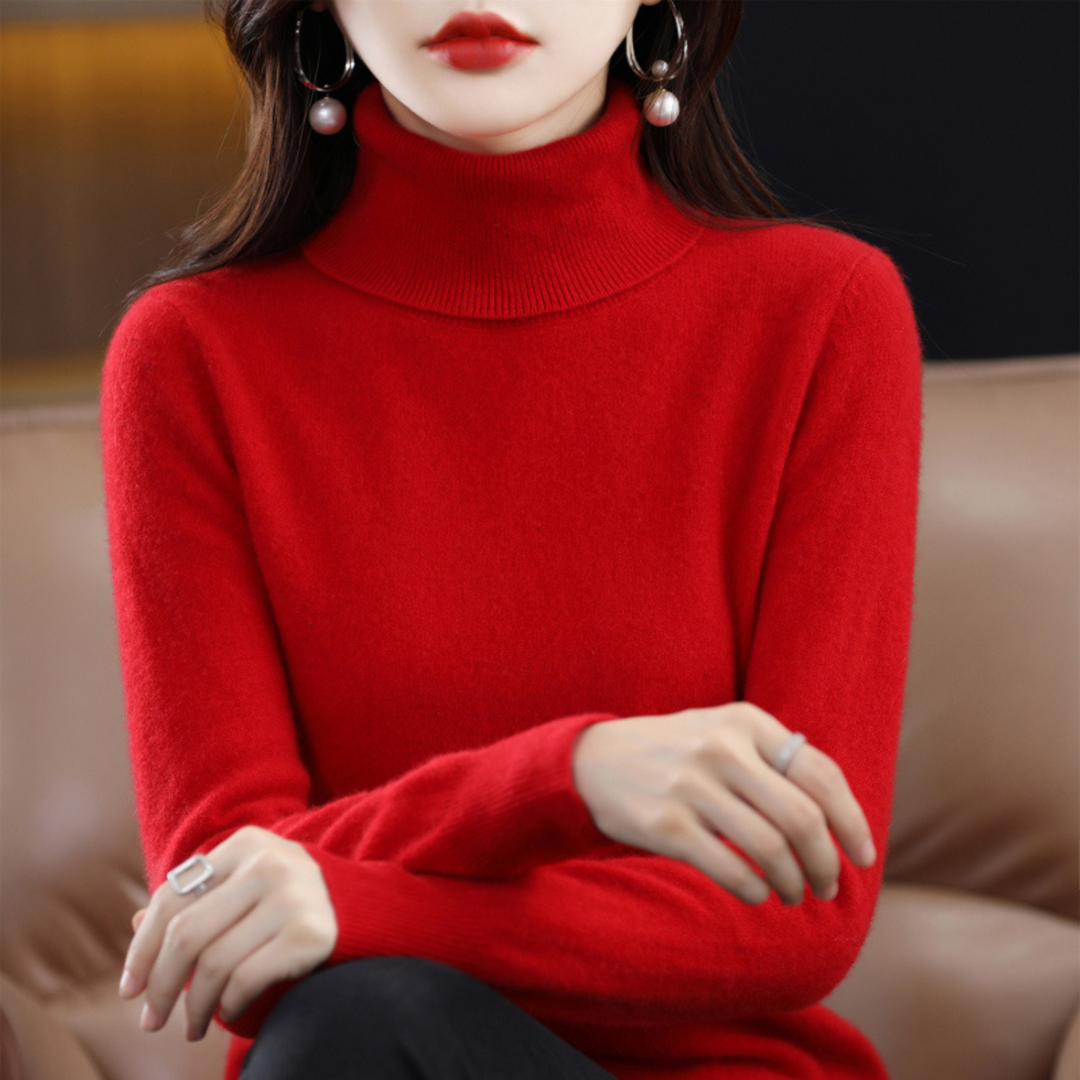 Damen‑Rollkragenpullover aus 100 % Kaschmir – weich, normale Passform