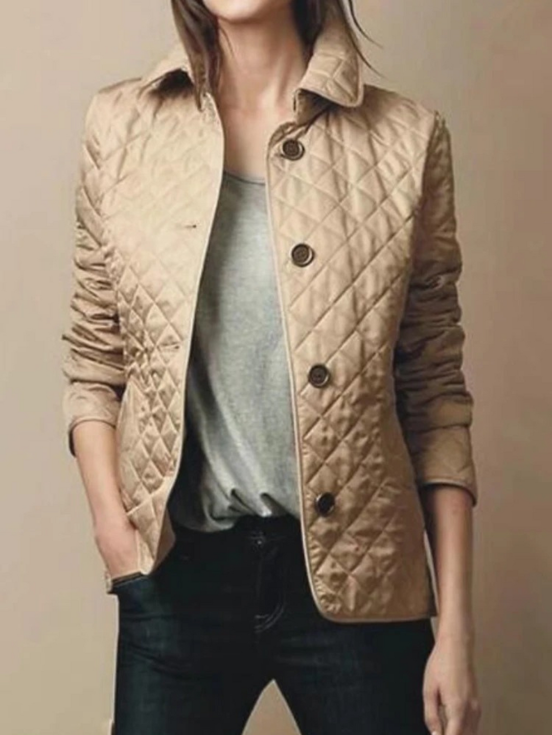 Lässige Steppjacke für Damen mit Umlegekragen