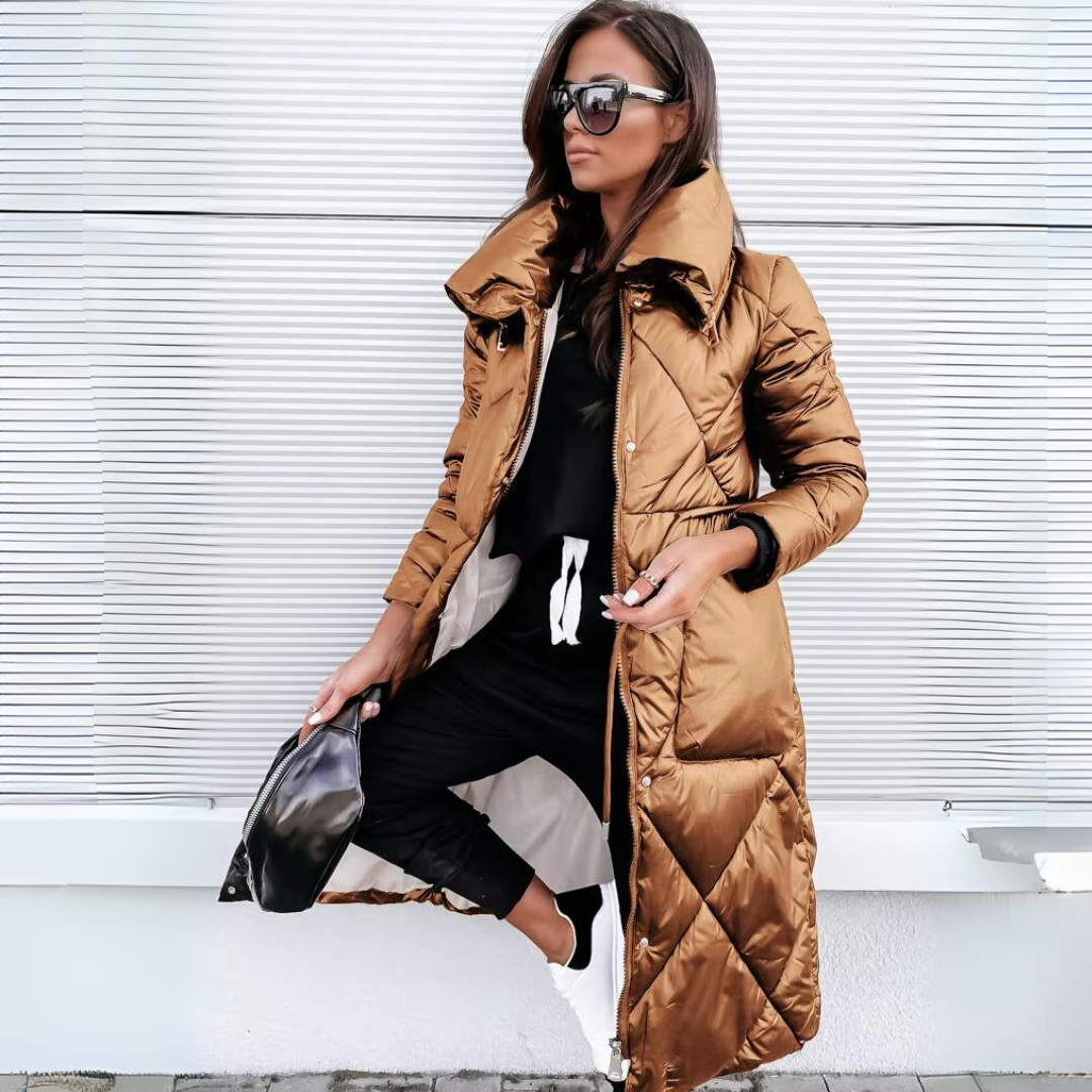 Elora Lange winterjacke mit Daunenfüllung für Frauen - Winddicht & wasserabweisend