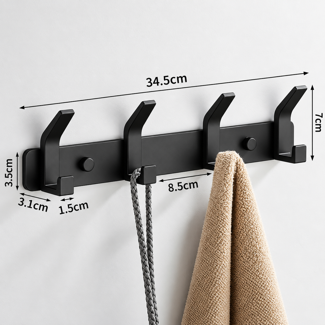 Aluminium-Wandhaken – 3, 4, 5 oder 6 Haken | Badezimmer-Handtuchhalter