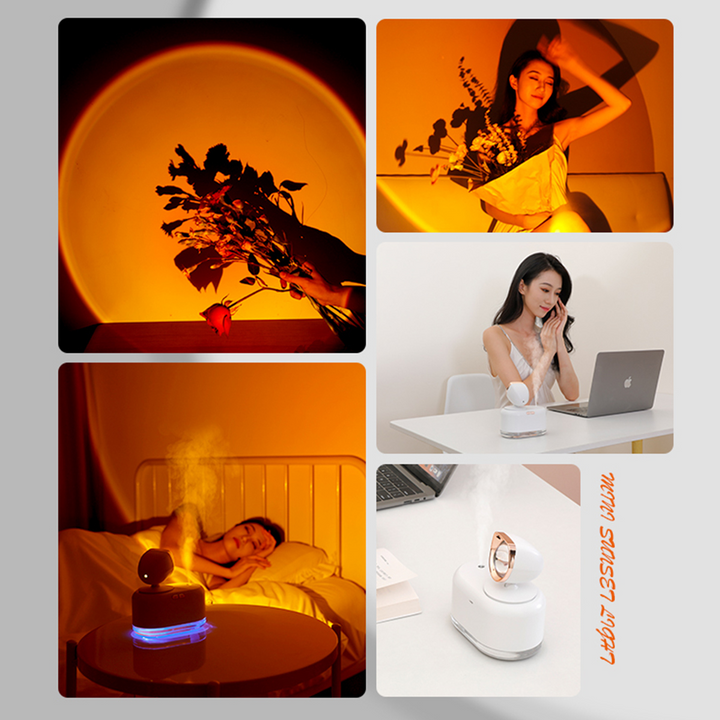 Sunset-Lampe mit Luftbefeuchter, kabellos oder per USB