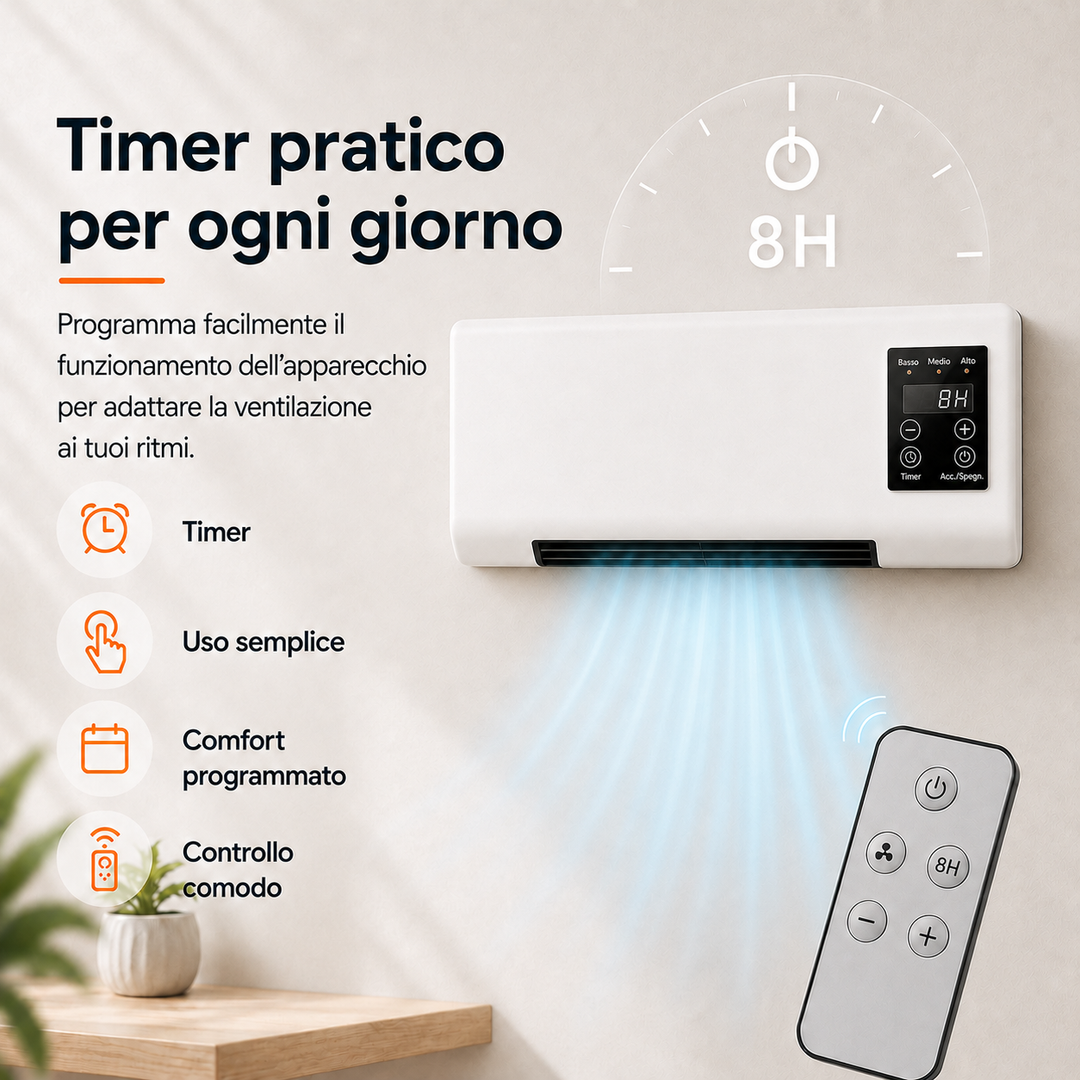 Kompakter Wandventilator – Tragbare Kühlung mit Fernbedienung