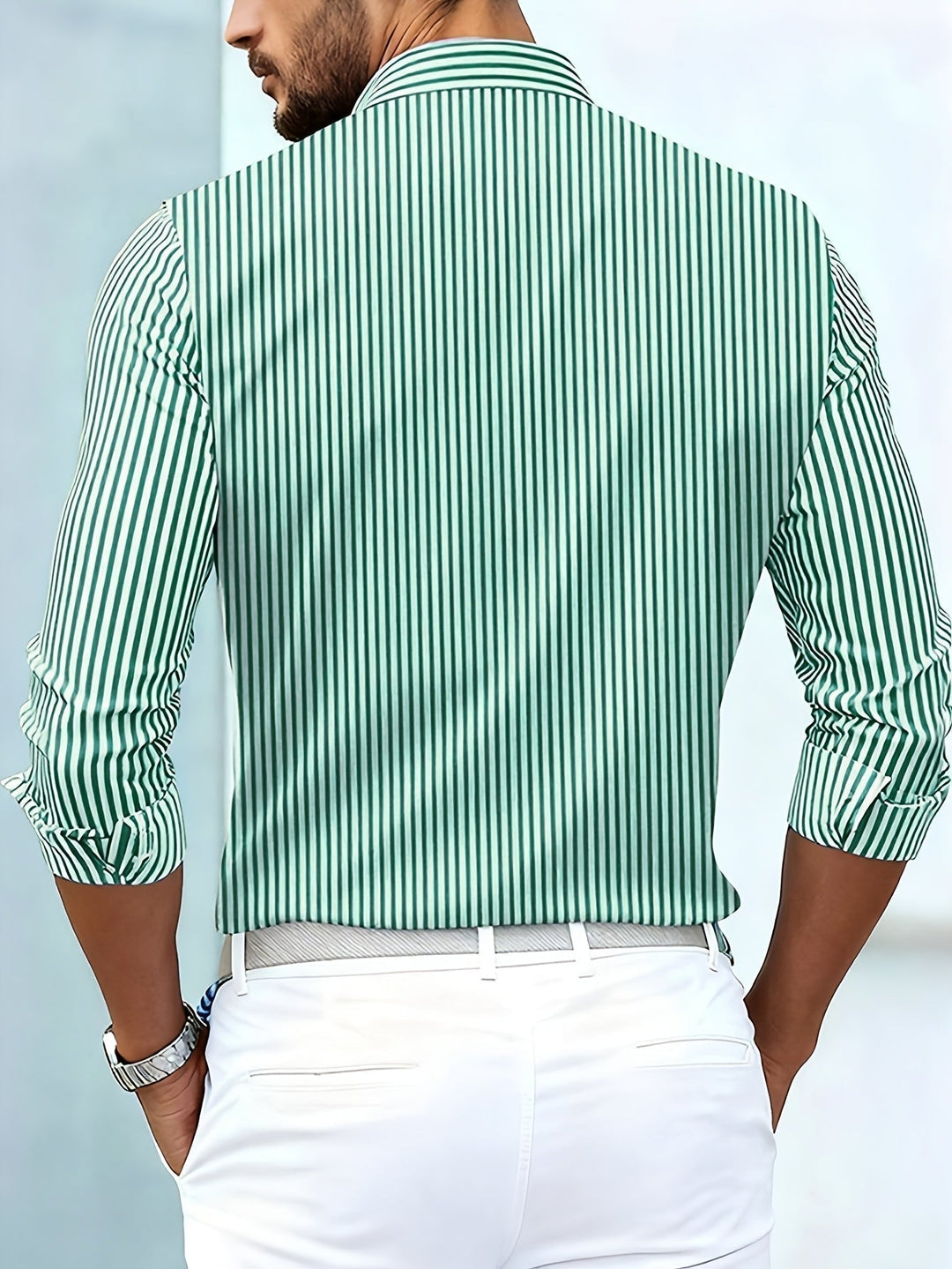 Herren-Vintage-gestreiftes Langarm-Hemd mit eingetragenem Look