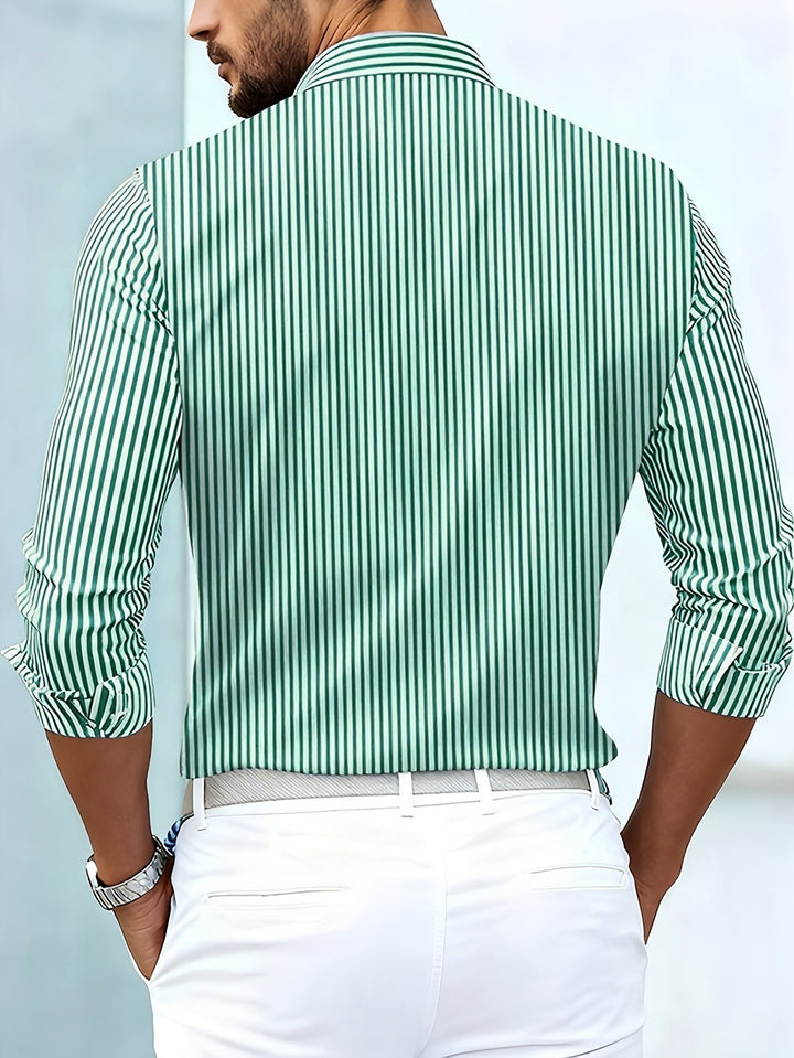 Herren-Vintage-gestreiftes Langarm-Hemd mit eingetragenem Look