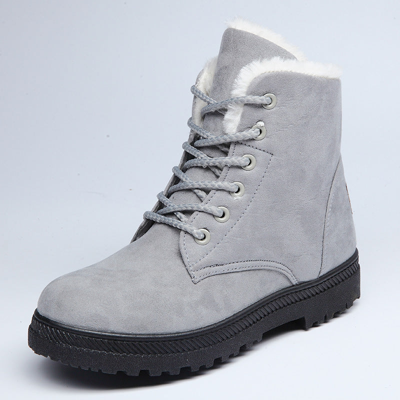 Hohe Schneestiefel für Damen mit Schnürung und warmem Wollfutter