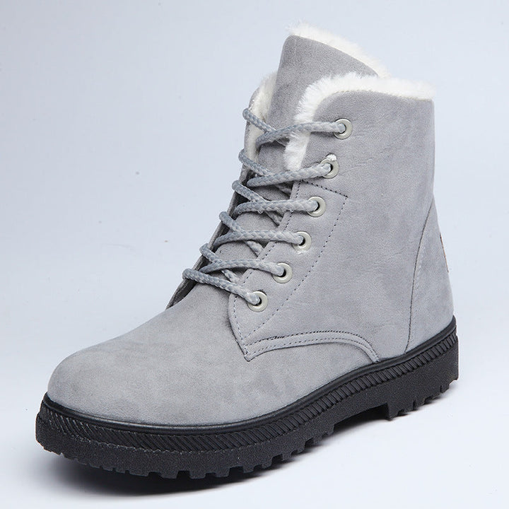 Hohe Schneestiefel für Damen mit Schnürung und warmem Wollfutter
