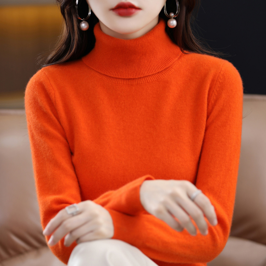Damen‑Rollkragenpullover aus 100 % Kaschmir – weich, normale Passform
