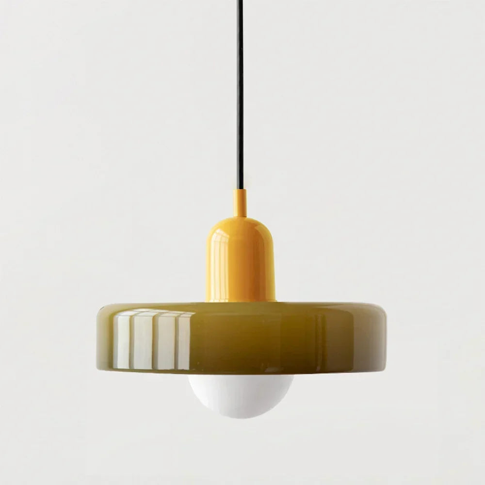 Bauhaus Buntglas-Pendelleuchte