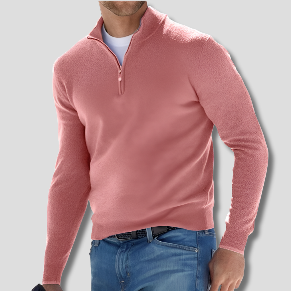 Baumwollpullover mit Reißverschlusskragen für Herren