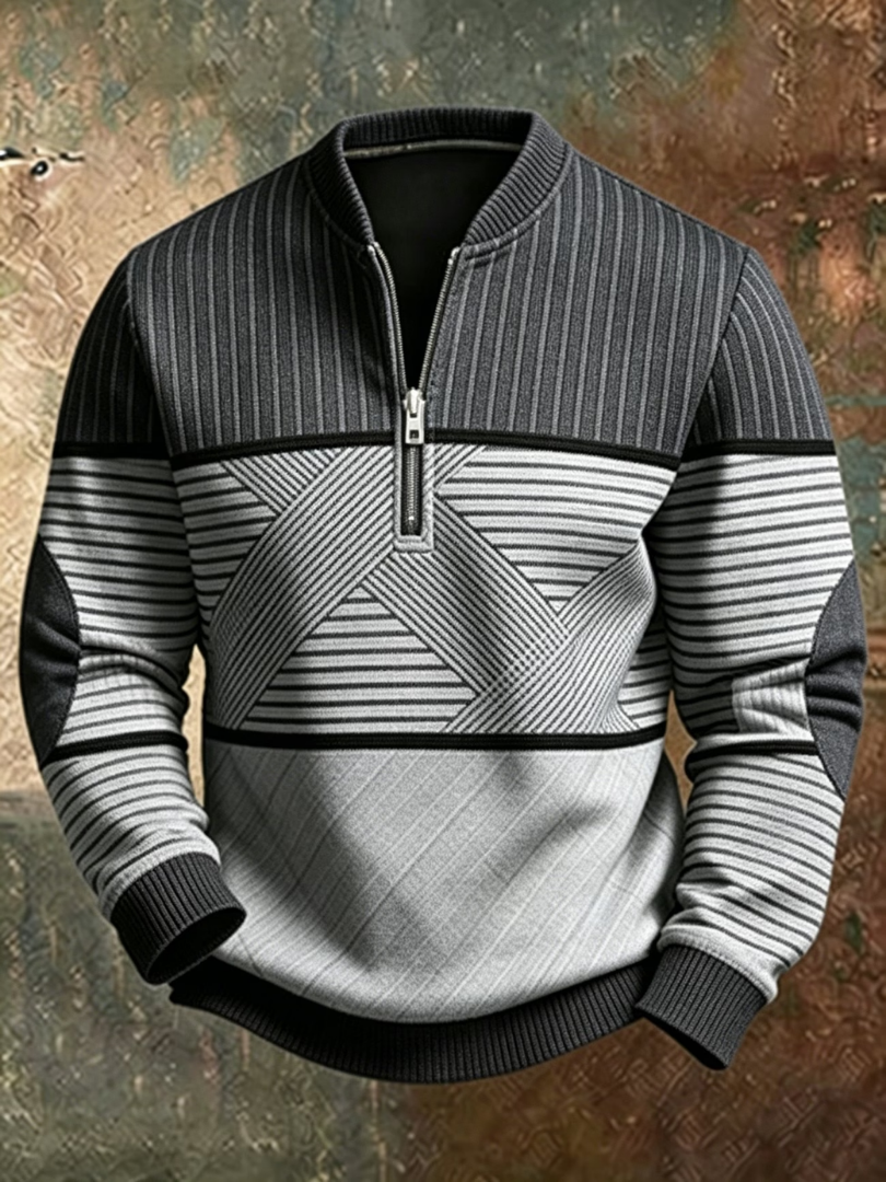 Stylischer Herrenpullover mit Halbreissverschluss