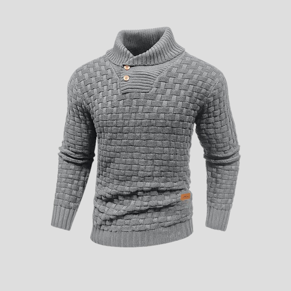 Halbkragen-Pullover mit Knöpfen für Herren