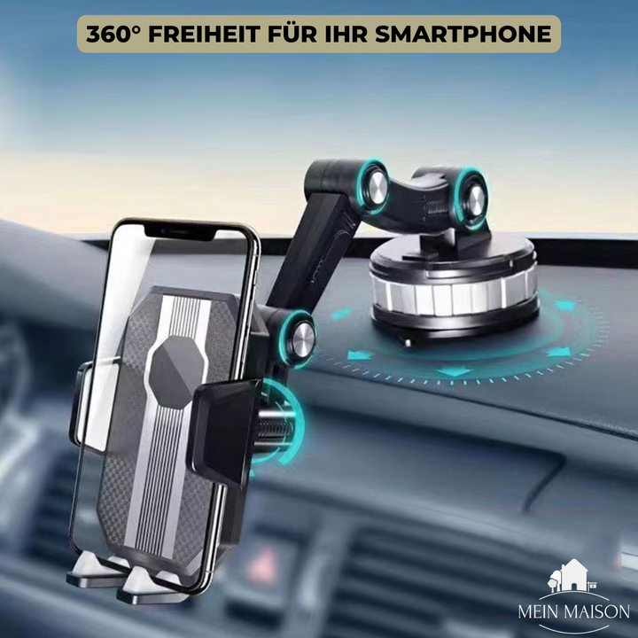GripTech Handyhalterung fürs Auto | Starker Halt mit Saugnapf | 360°-Drehung | Einhandbedienung
