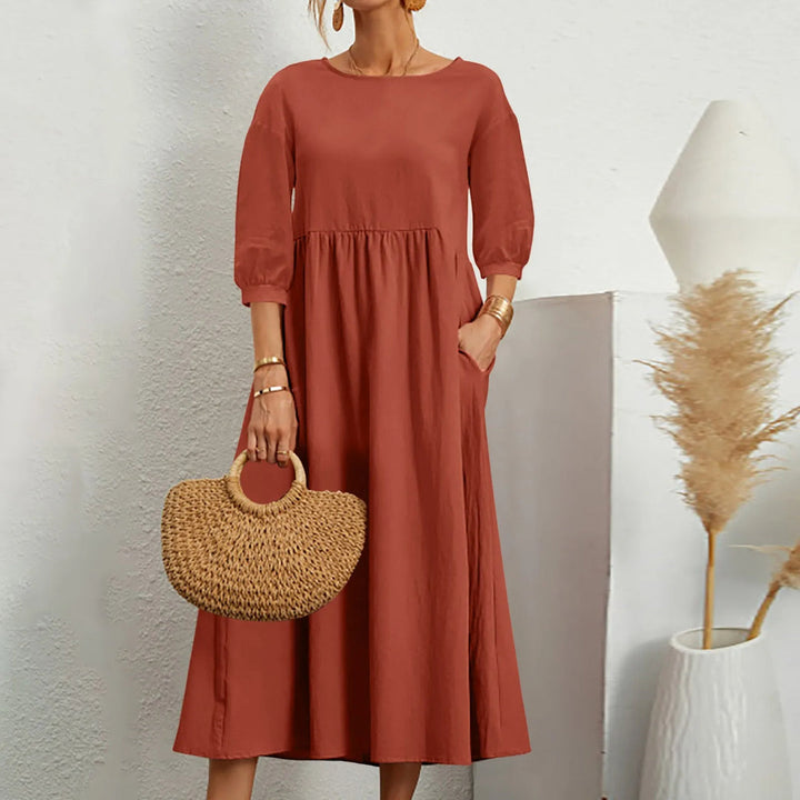 Lässiges, lockeres Patchwork-Midikleid