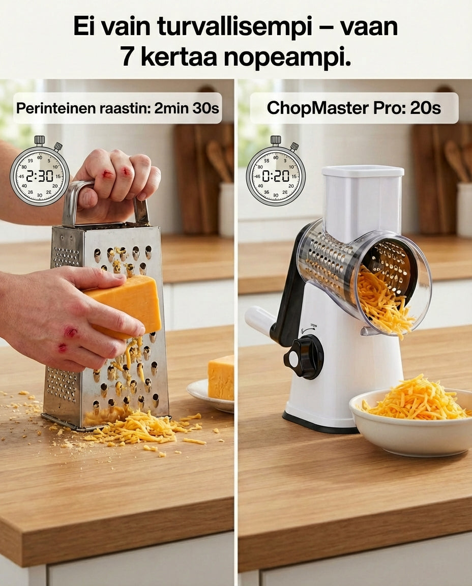 3-in-1 Rotationsgemüseschneider mit Saugfuß und austauschbaren Trommeln