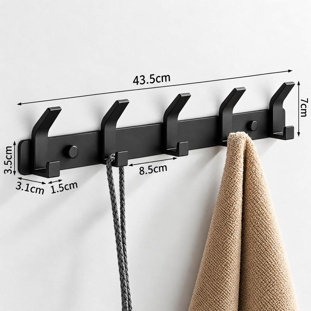 Aluminium-Wandhaken – 3, 4, 5 oder 6 Haken | Badezimmer-Handtuchhalter