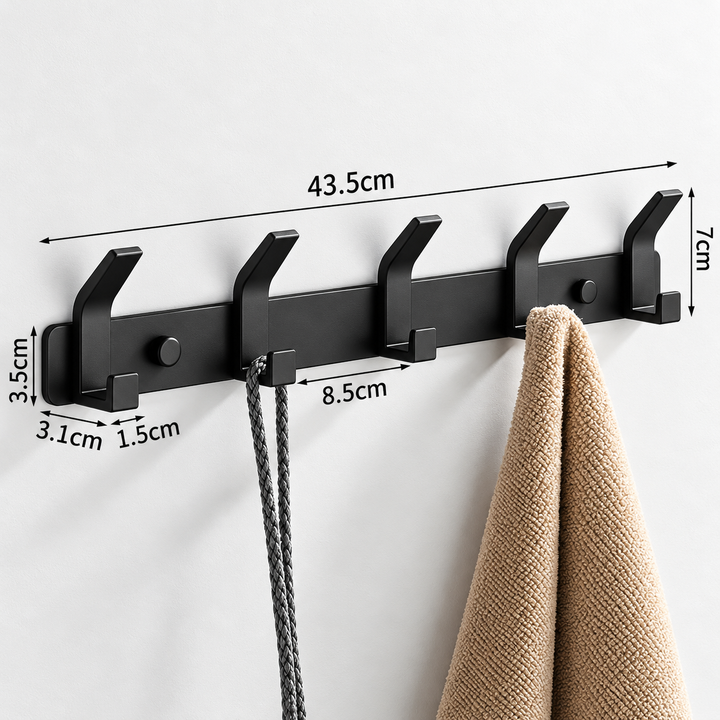 Aluminium-Wandhaken – 3, 4, 5 oder 6 Haken | Badezimmer-Handtuchhalter