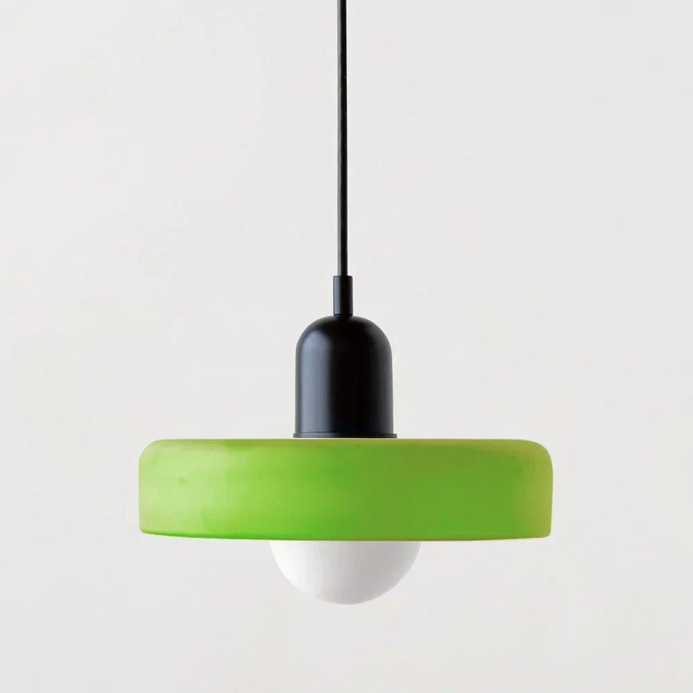 Bauhaus Buntglas-Pendelleuchte