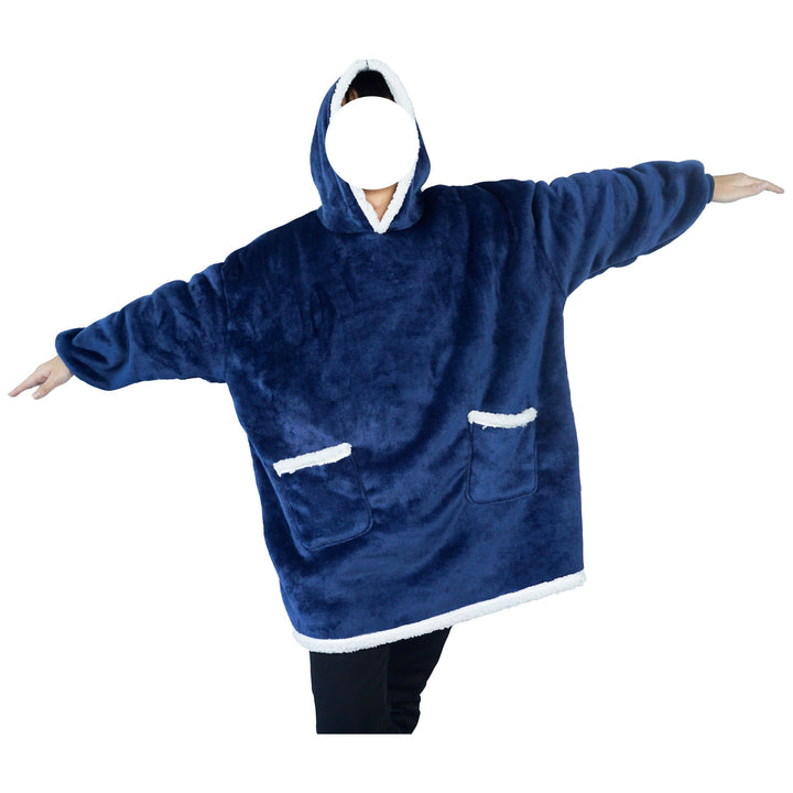 Decken-Hoodie aus Flanell mit Kapuze und Tasche – Einheitsgrösse