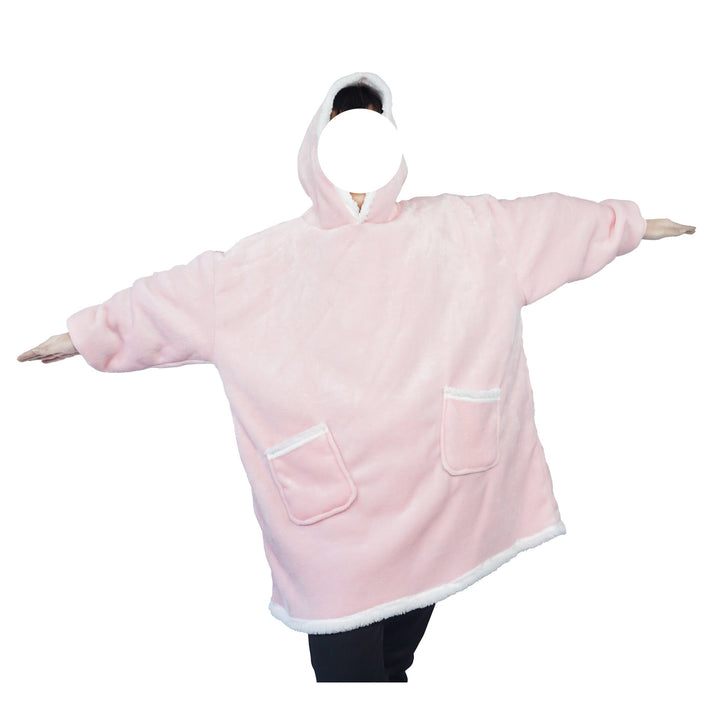Decken-Hoodie aus Flanell mit Kapuze und Tasche – Einheitsgrösse