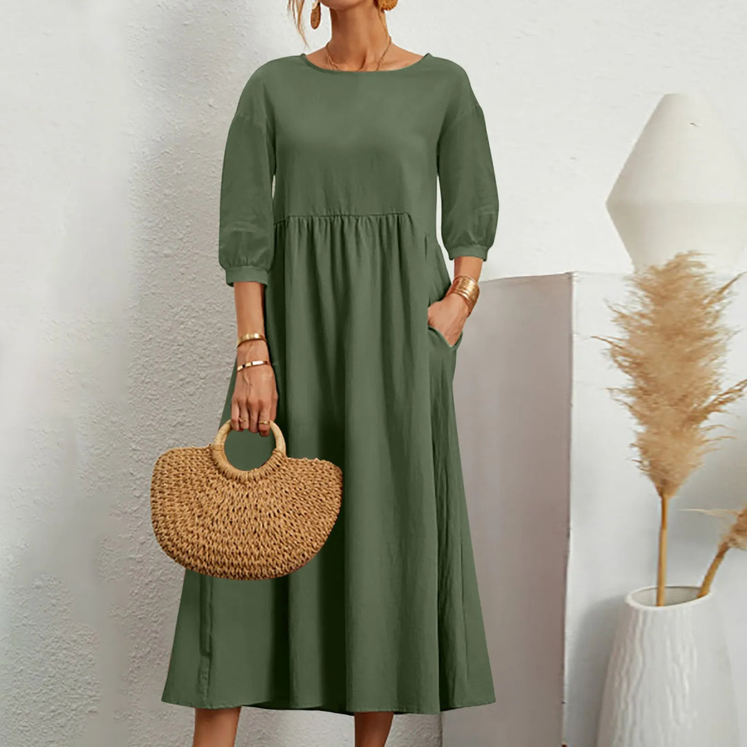 Lässiges, lockeres Patchwork-Midikleid