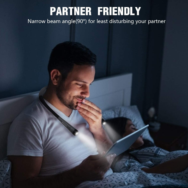 LED-Nackenleseleuchte, Leselicht fürs Bett, 3 Farben, 6 Helligkeitsstufen, flexibler Arm, wiederaufladbar, langlebig, perfekt zum Lesen, Stricken, Campen, Reparieren