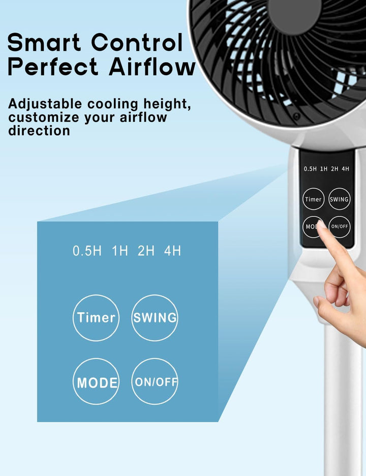 Verstellbarer Standventilator mit 3D-Oszillation – Aerion