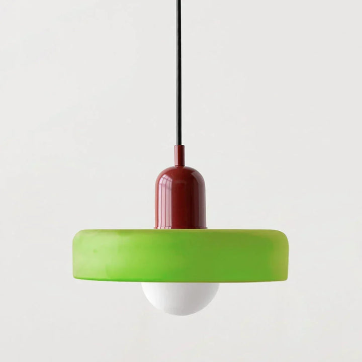 Bauhaus Buntglas-Pendelleuchte