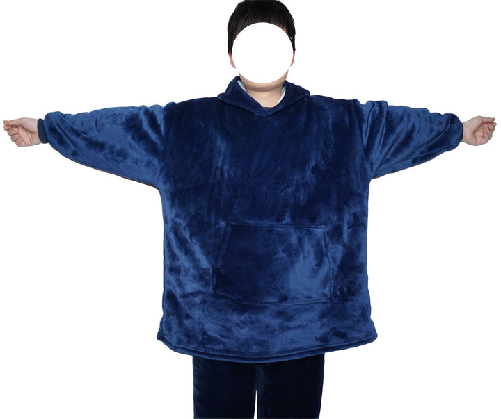 Decken-Hoodie aus Flanell mit Kapuze und Tasche – Einheitsgrösse