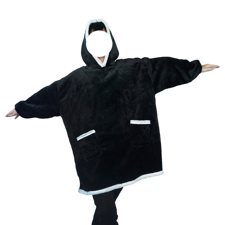 Decken-Hoodie aus Flanell mit Kapuze und Tasche – Einheitsgrösse