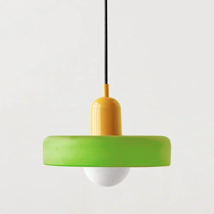 Bauhaus Buntglas-Pendelleuchte