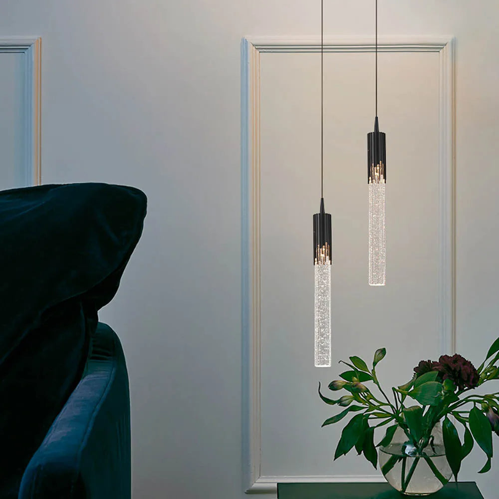 Zylinderförmige Glas-Pendelleuchte – Lustreau
