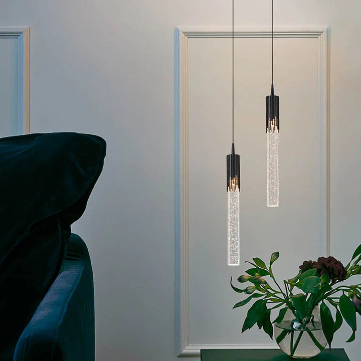Zylinderförmige Glas-Pendelleuchte – Lustreau