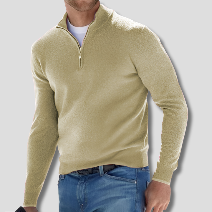 Baumwollpullover mit Reißverschlusskragen für Herren