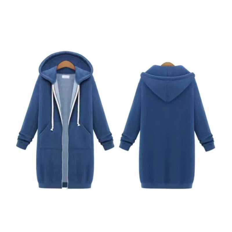 Lässige lange Damen-Strickjacke - CozyZip