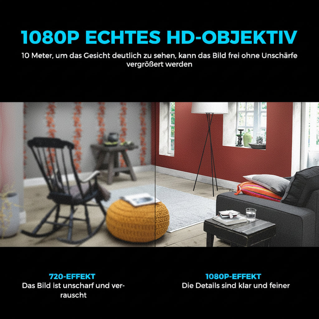 Mini-WLAN-Überwachungskamera 1080p | Verdeckte Nachtsicht | Bewegungsalarm | Audio