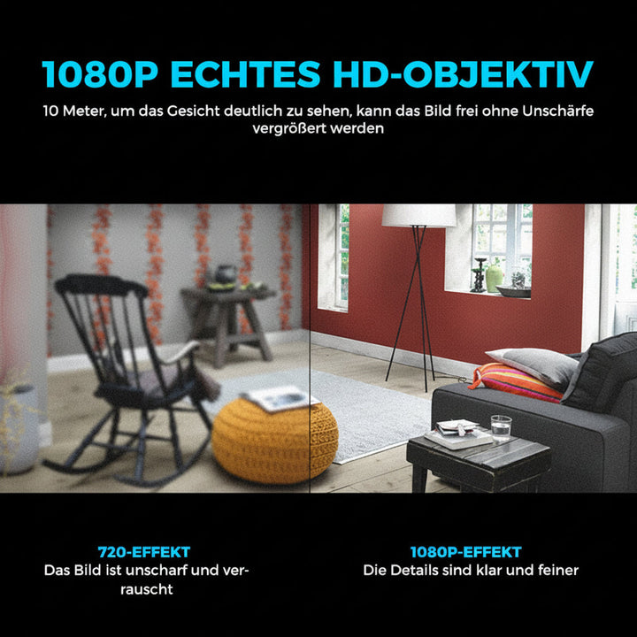 Mini-WLAN-Überwachungskamera 1080p | Verdeckte Nachtsicht | Bewegungsalarm | Audio