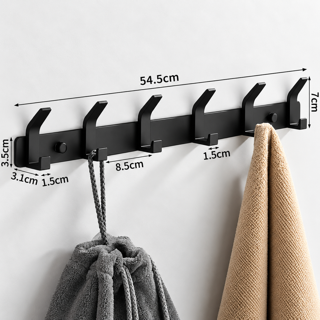 Aluminium-Wandhaken – 3, 4, 5 oder 6 Haken | Badezimmer-Handtuchhalter
