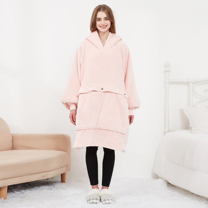 Beheizte Oversize-Hoodie-Decke aus Sherpa mit 3 Stufen