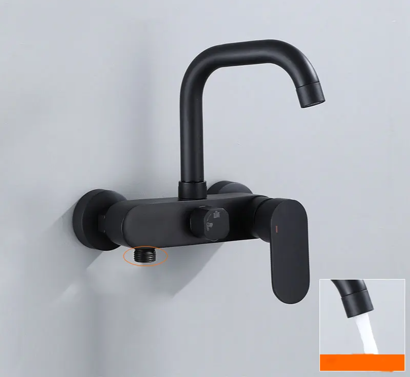 AquaJet Wandarmatur in Schwarz aus Messing