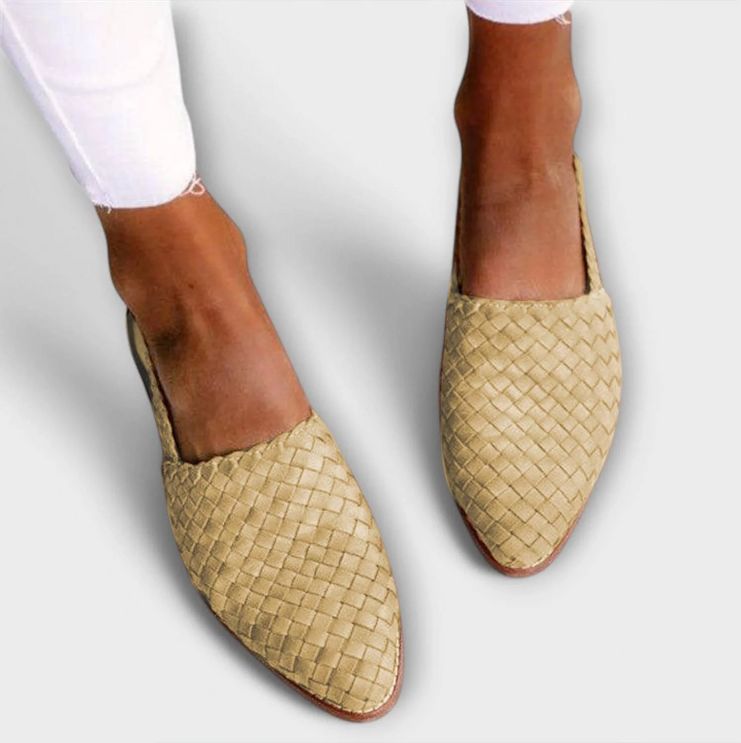 Geflochtene Leder‑Mokassins für Damen