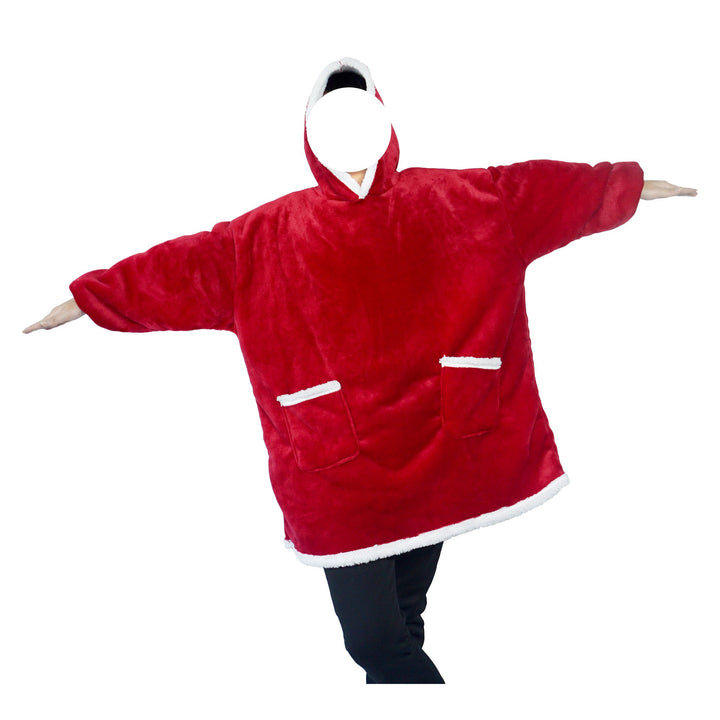 Decken-Hoodie aus Flanell mit Kapuze und Tasche – Einheitsgrösse