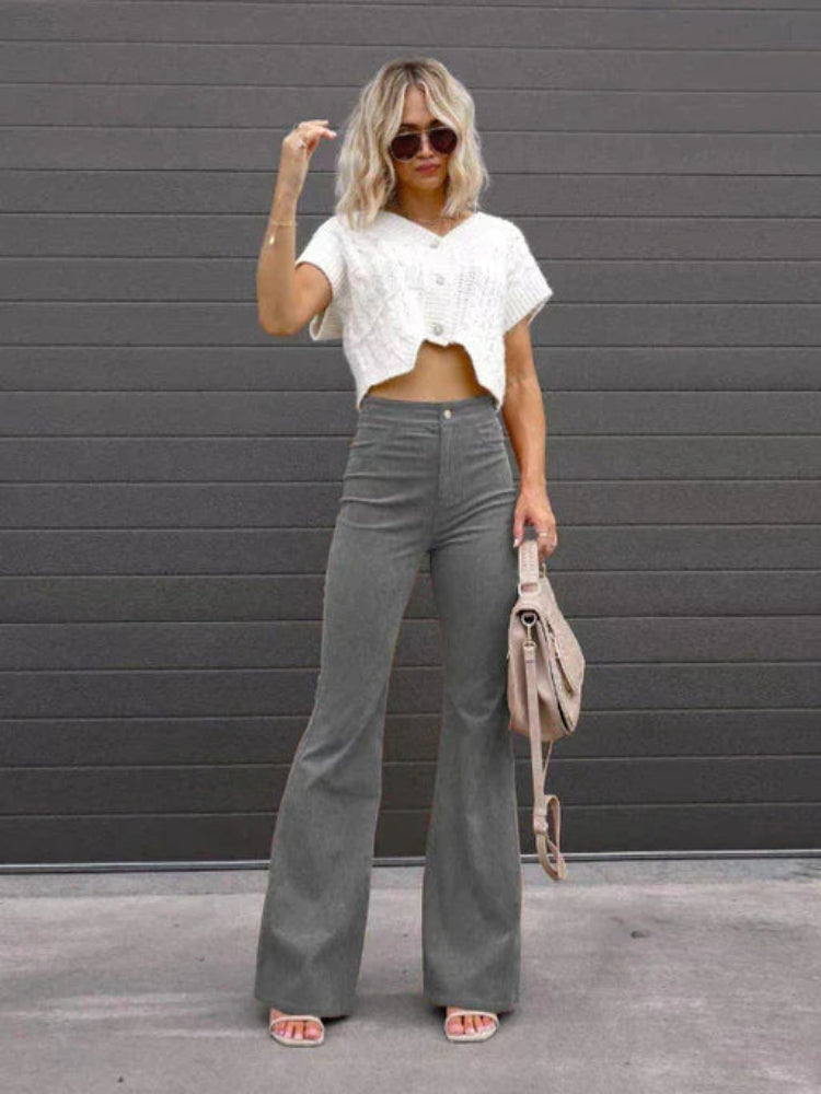 Modische Cordhose mit ausgestelltem Bein für Damen