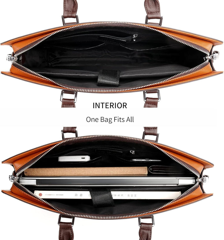 Business-Laptoptasche aus Echtleder mit mehreren Fächern für Profis